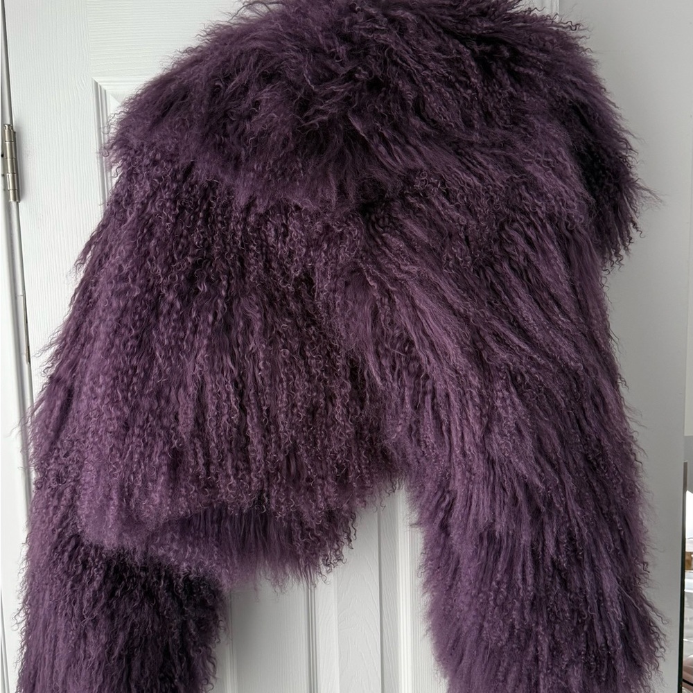 The Attico Deep Purple Mongolian Fur Teddy Jacket - Picture 2 of 5